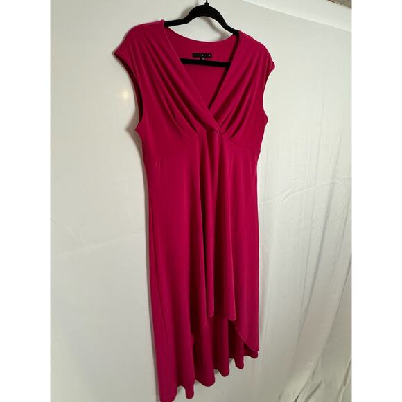 Tiana B Women's High-Low Sleeveless Dress Size L Pink Faux Wrap Made in USA - Picture 5 of 6